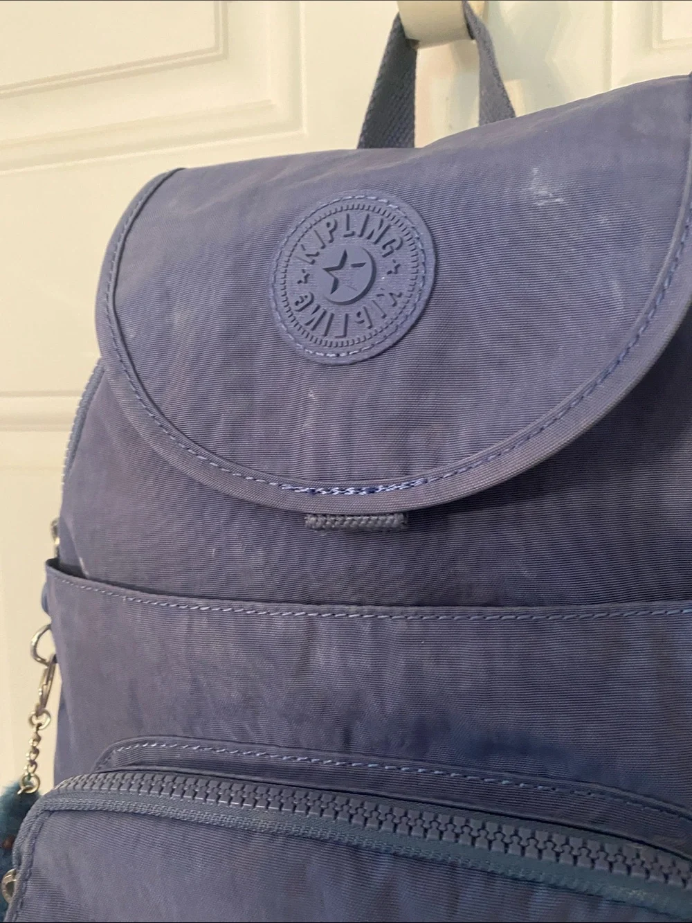 Kipling Navy Blue Nylon Mini Backpack with Monkey Charm